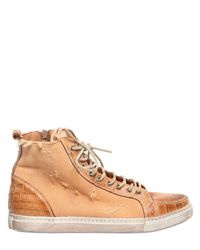 Dami | Natural Washed Croco & Canvas High Sneakers for Men | Lyst