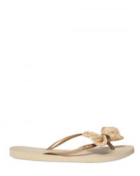 Havaianas | Metallic Knitted Cotton Bow Flip Flop Flats | Lyst