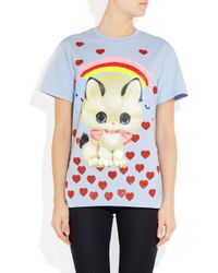 Meadham Kirchhoff | Blue Kitty Printed Cotton T-Shirt | Lyst
