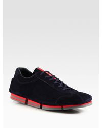 Prada | Black Suede Lace-up Sneakers for Men | Lyst