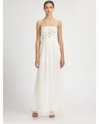 Sue Wong | White Beaded Gown | Lyst