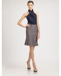 Saint Laurent | Blue Silk Cross-neck Halter Top | Lyst