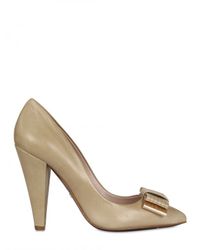 Mulberry | Natural 100mm Stitched Bow Leather Pumps | Lyst
