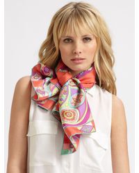 Emilio Pucci | Pink Silk Farfalla-butterfly Print Scarf | Lyst