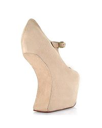 Jeffrey Campbell | Natural Nightwalk - Nude Suede Wedge Mary Jane | Lyst