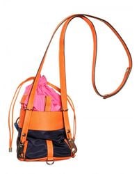 KENZO | Blue Logo Nylon with Lather Shoulder Bag | Lyst