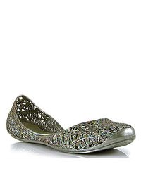Melissa | Metallic Campana - Silver Mutli-colored Glitter Jelly Cutout Flat | Lyst