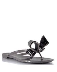 Valentino | Gray Couture Jelly - Grey Rubber Lace Thong Sandal with Bow | Lyst