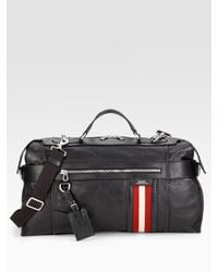 Bally | Black Perforated Leather Travel Duffle for Men | Lyst