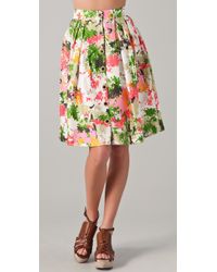 MILLY | Multicolor Bianca Pleated Skirt | Lyst