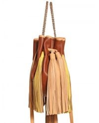 Sara Battaglia | Brown Two Tone Tassel Bucket Shoulder Bag | Lyst