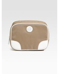 Tory Burch | Brown Robinson Medium Classic Nylon and Saffiano Leather Cosmetic Bag | Lyst