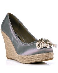 Juicy Couture | Gray Stone Satin Espadrille Wedge | Lyst
