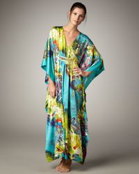 Natori | Blue Awai Charmeuse Kaftan | Lyst