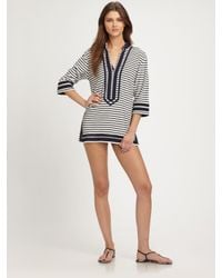 Tory Burch | Gray Striped Terry Tunic | Lyst
