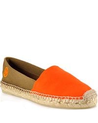 Tory Burch | Bi Color Slip On Espadrille - Orange Canvas Closed Espadrille | Lyst