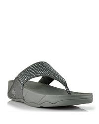 Fitflop | Gray Rokkit - Pewter Metallic Leather Crystal Thong Sandal | Lyst