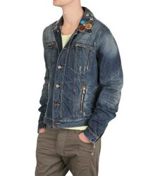 Balmain | Blue Collar Badges Washed Denim Sport Jacket for Men | Lyst