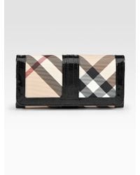 Burberry | Black Check Foldover Wallet | Lyst