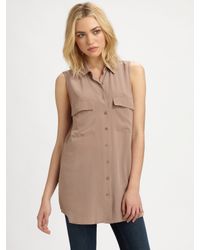Equipment | Purple Sleeveless Crepe-de-chine Top | Lyst