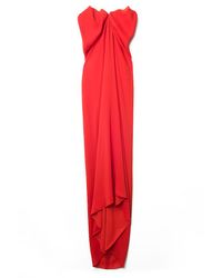 Lanvin | Red Strapless Drape Gown | Lyst