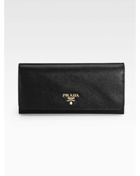 Prada | Red Saffiano Metal Oro Continental Wallet | Lyst