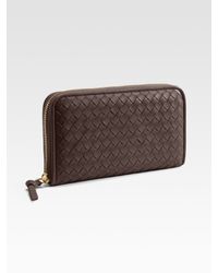 Bottega Veneta | Black Woven Zip-around Wallet | Lyst
