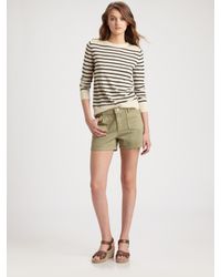 A.P.C. | Brown Striped Crewneck Sweater | Lyst