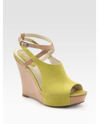 Cole Haan | Green Air Gilda Suede and Leather Wedge Sandals | Lyst