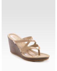 Cole Haan | Natural Air Jaynie Patent Leather Wedge Thong Sandals | Lyst