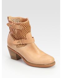 Rag & Bone | Natural Perforated Leather Moto Ankle Boots | Lyst