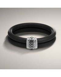 John Hardy | Black Rubber Cord Double Row Bracelet for Men | Lyst