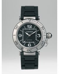 Cartier | Pasha Seatimer Stainless Steel Watch On Black Rubber Bracelet | Lyst