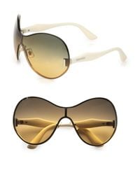Miu Miu | Metallic Shield Sunglasses | Lyst