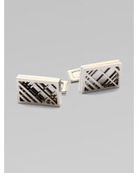 Burberry | Metallic Metal Check Cuff Links for Men | Lyst