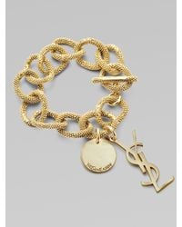 Saint Laurent | Metallic Logo Link Bracelet | Lyst