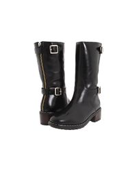 UGG | Black Vincento Leather Mid-calf Shearling-lined Biker Boots | Lyst