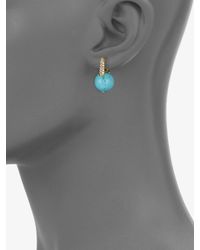Michael Kors | Blue Stone Accented Turquoise Ball Earrings | Lyst