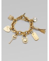 Michael Kors | Metallic Stone Accented Charm Bracelet | Lyst