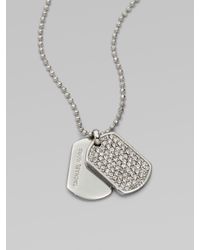 Michael Kors | Metallic Pavé Dog Tag Pendant Necklace | Lyst