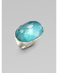 Ippolita | Blue Clear Quartz Accented Mother-of-pearl Oval Ring | Lyst