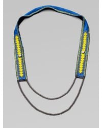 Fiona Paxton | Blue Beaded Leather and Chain Necklace | Lyst