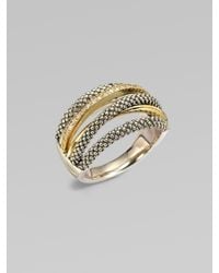 Lagos | Metallic Diamond Accented 18k Gold & Sterling Silver Unlaced Ring | Lyst