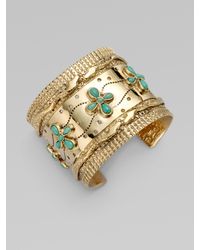 Aurelie Bidermann | Metallic Turquoise Accented Cuff Bracelet | Lyst