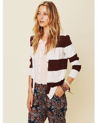Lyst - Free people Cashmere Stripe Cardigan in Brown