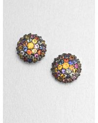 M.c.l Matthew Campbell Laurenza | Pavé Multicolored Sapphire Button Earrings | Lyst