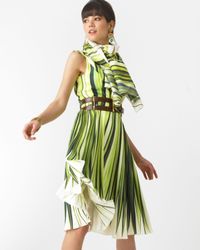 Oscar de la Renta | Yellow Silk Palm Print Dress | Lyst