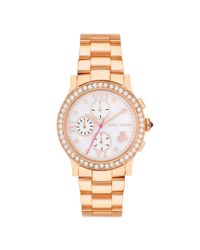 Lyst - Betsey Johnson Womens Chronograph Rose Gold Tone Stainless Steel ...