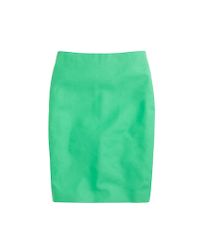 J.crew No 2 Pencil Skirt in Doubleserge Cotton in Green | Lyst