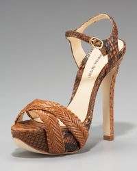 Lyst - Alexandre Birman Woven Leather Snake Platform Sandal in Brown